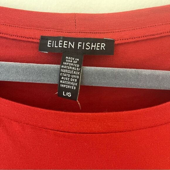 Eileen Fisher Jersey Knit 3/4 Sleeve Tunic Top, Size Large, DARK orange/Red NWT - Picture 5 of 8